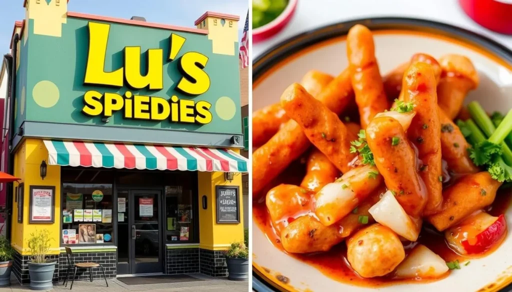 Image of Lu's Spiedies restaurant exterior or a plate of their signature spiedies Image of Lu's Spiedies restaurant exterior or a plate of their signature spiedies