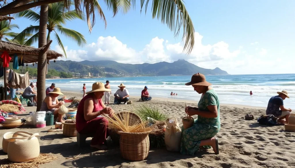 Image of Maitencillo beach with local artisans