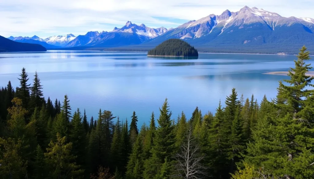 Image of Maligne Lake with Spirit Island in the distance