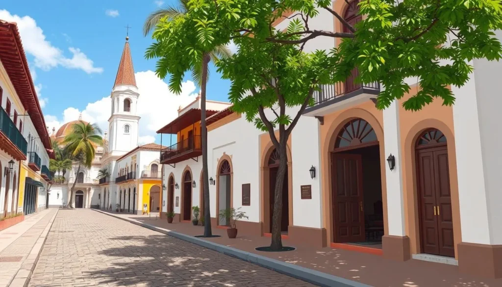 Image of Maracaibo's historic center with cobblestone streets and colonial buildings