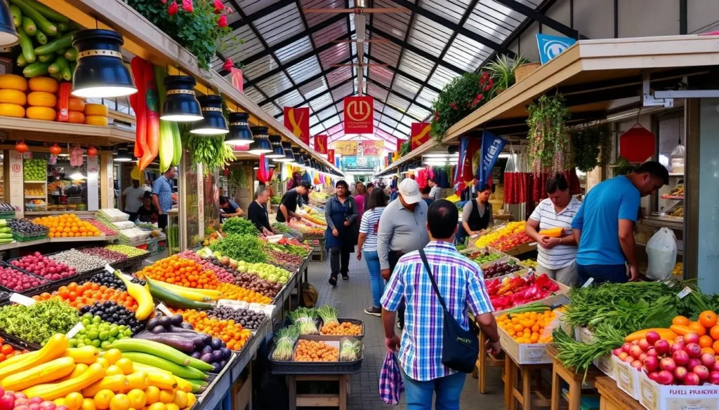 Image of Mercado San Camilo's vibrant stalls and local produce