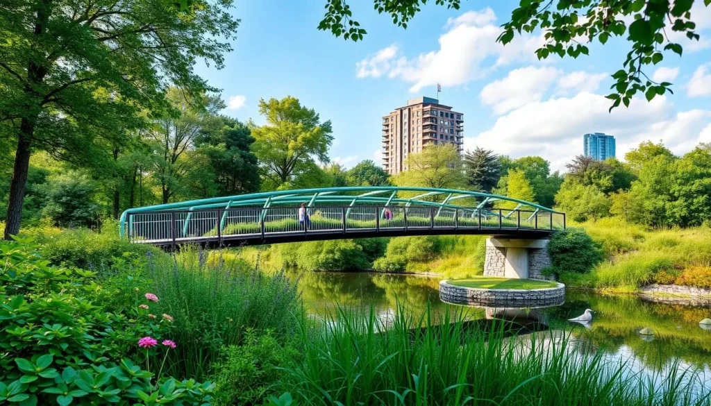 Image of Mile End Park's Green Bridge and Ecology Park