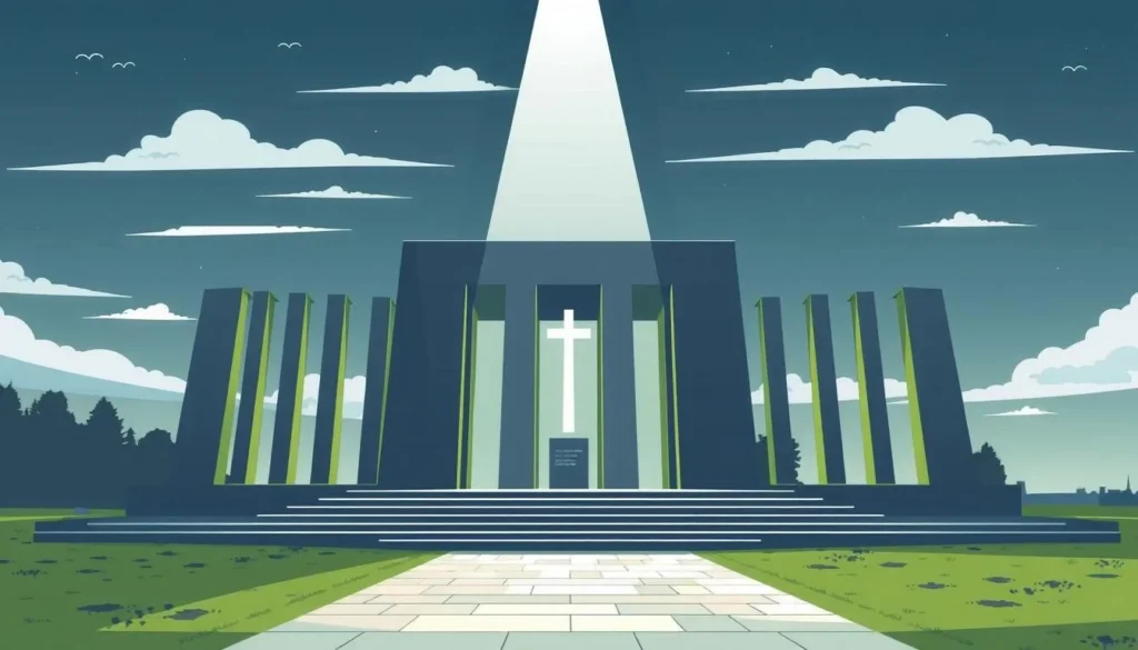Image of Minnehallen, a solemn national monument in Larvik, Norway, dedicated to fallen seamen.