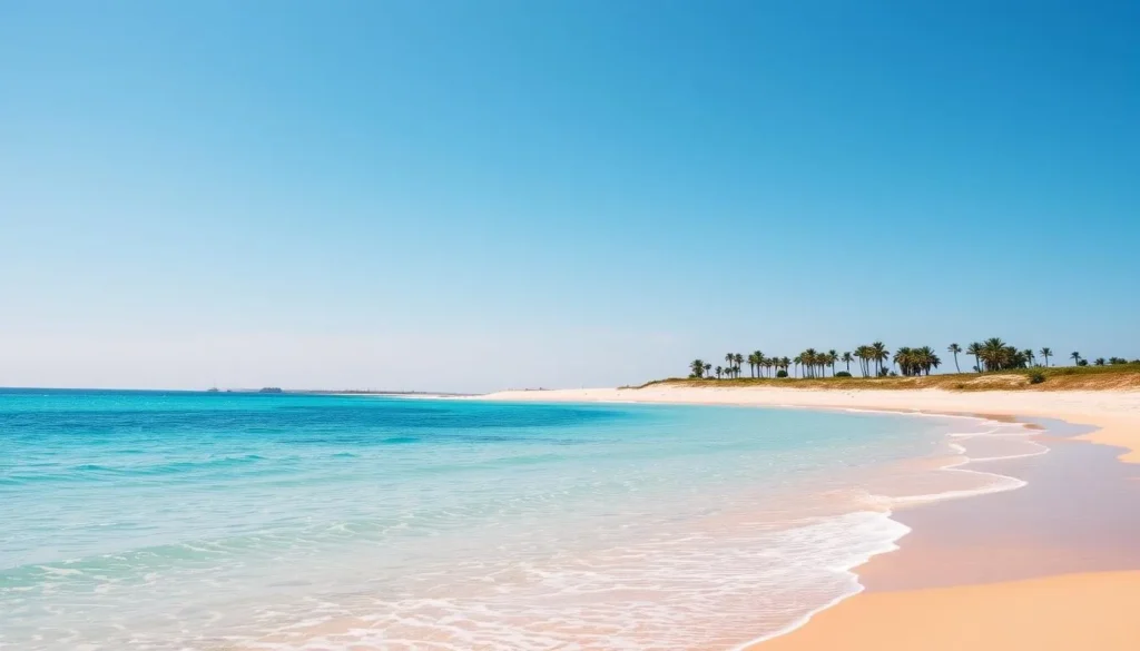 Image of Montjoly Beach with its golden sands and clear waters