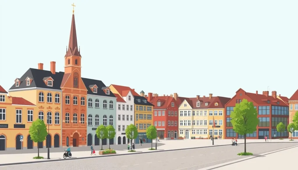 Image of Moss town center with a mix of historical and modern buildings