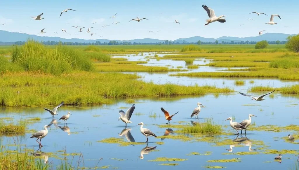 Image of Muddus National Park's marshlands with diverse bird species