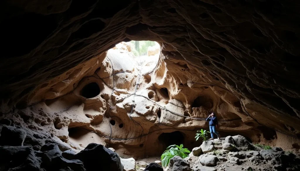 Image of Natural Stone Bridge & Caves with a visitor exploring the caves