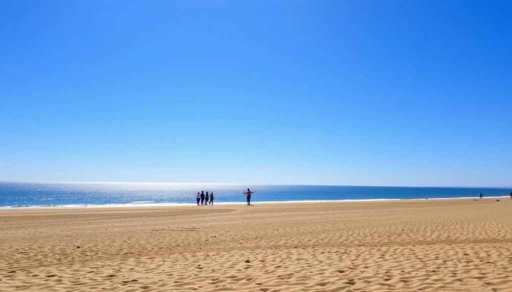 Image of Nida Beach with golden sands and the Baltic Sea in the background