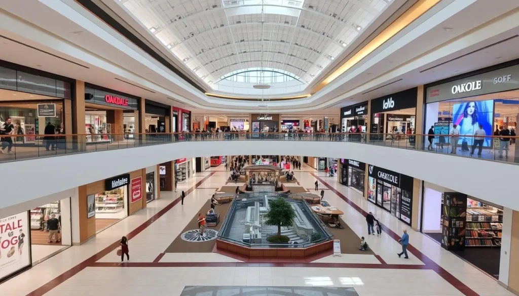 Image of Oakdale Mall's interior with a variety of stores Image of Oakdale Mall's interior with a variety of stores
