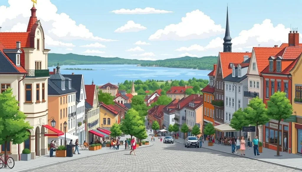 Image of Östersund town center with Lake Storsjön in the background