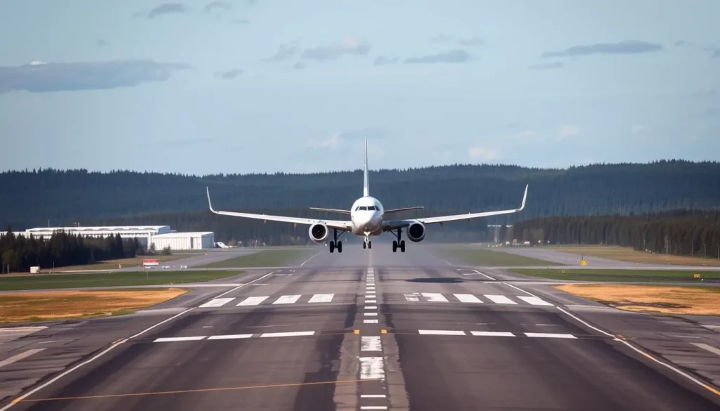 Image of Oulu Airport (OUL) with a plane landing