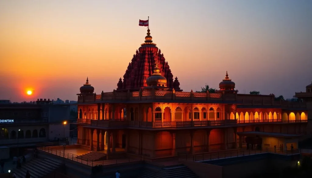Image of Pandharpur temple during sunrise