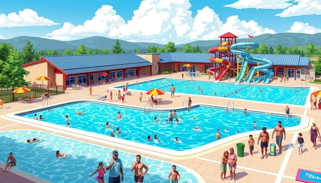 Image of Parker Recreation Center with multiple pools and water slides