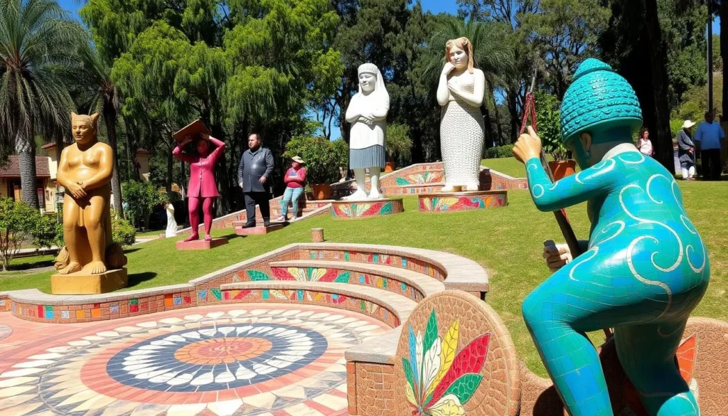 Image of Parque de la Identidad Huanca with its unique sculptures and mosaic designs