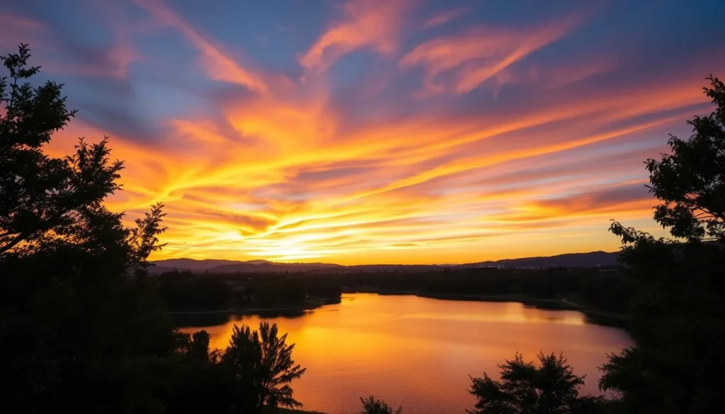 Image of Paseo del Lago at sunset