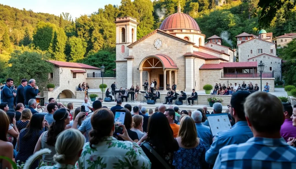 Image of Pazaislis Monastery during a summer concert