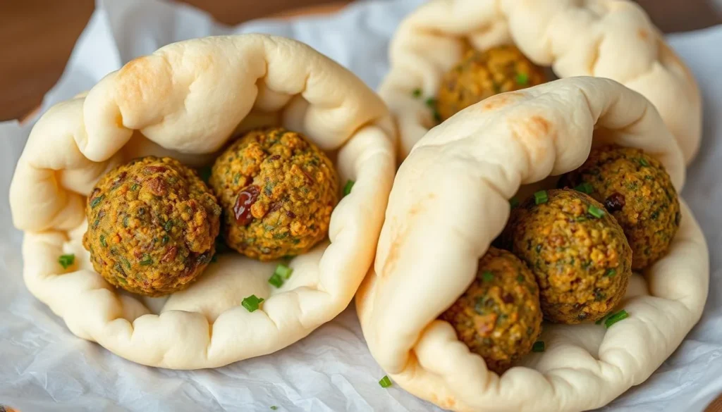 Image of Pockets' pillowy steamed pitas stuffed with herby falafel balls