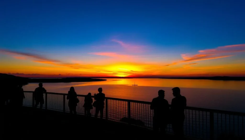 Image of Pontão do Lago Sul with a sunset view over Lake Paranoá