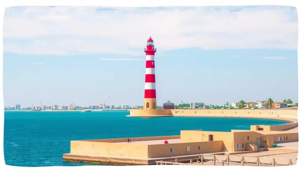 Image of Port Said's iconic lighthouse with the Suez Canal in the background