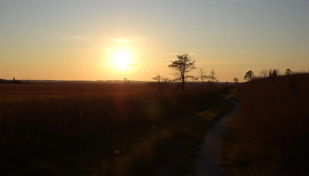 Image of Prime Hook National Wildlife Refuge trails during the golden hour