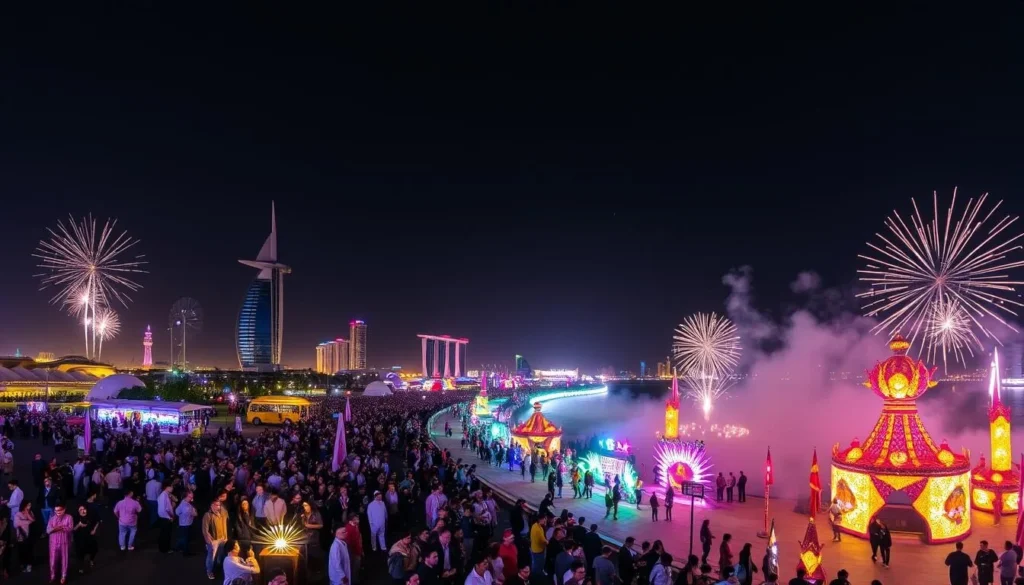 Image of Qatar National Day celebrations along Doha's Corniche