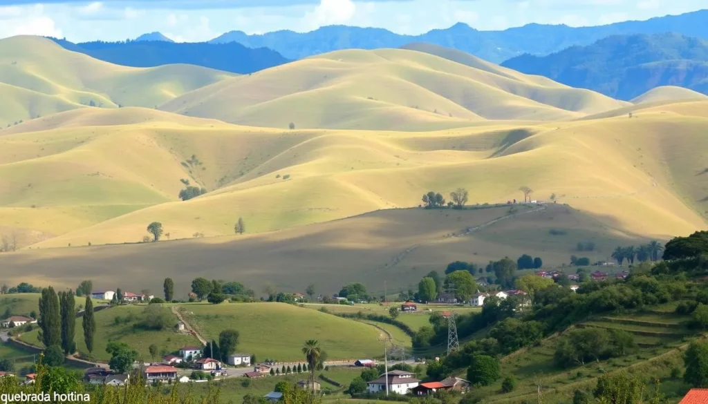 Image of Quebrada Honda's scenic landscape with rolling hills and traditional towns