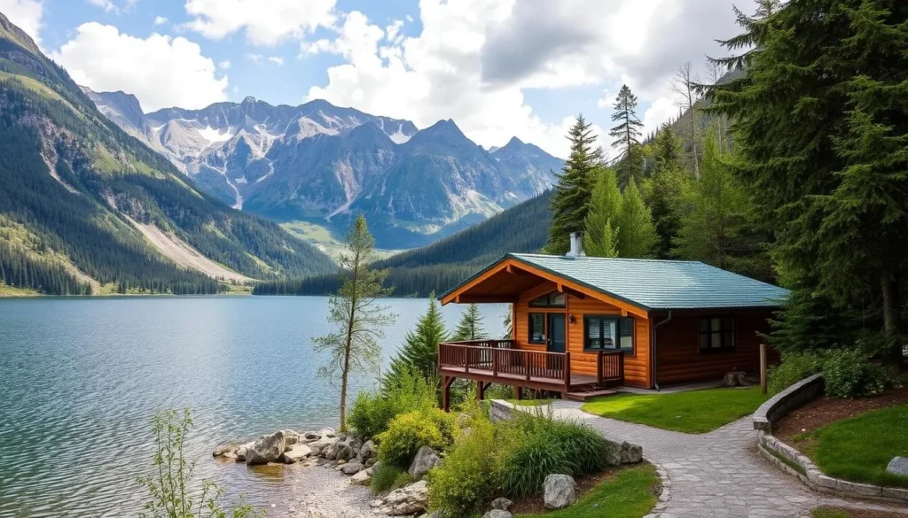 Image of STF Tarfala Mountain Cabin nestled near Lake Tarfalajaure