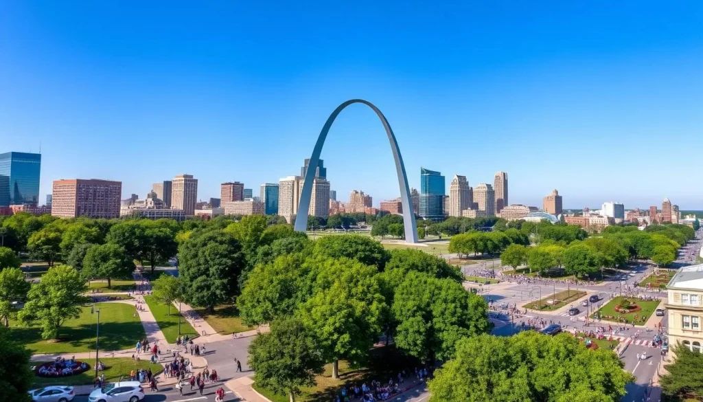 Image of Saint Louis cityscape during summer