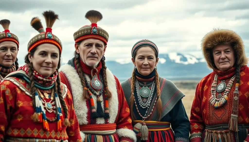 Image of Sami people in traditional clothing