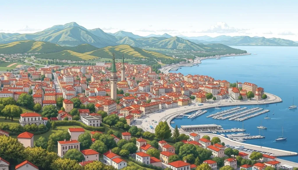 Image of Sandnes cityscape with a mix of urban and natural environments