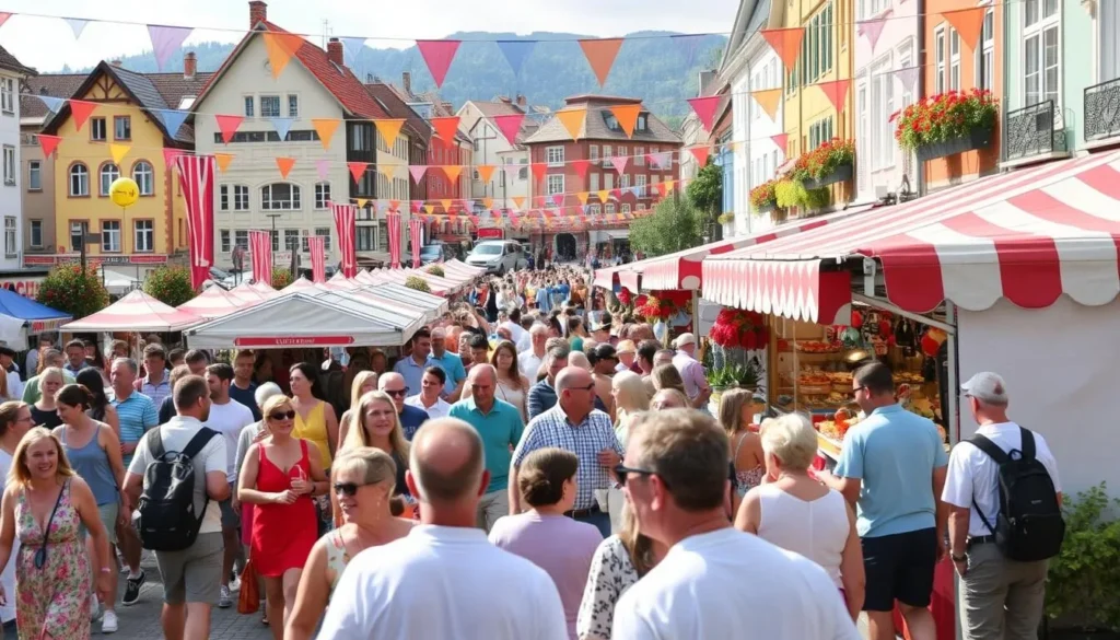 Image of Skien's city center during a summer festival