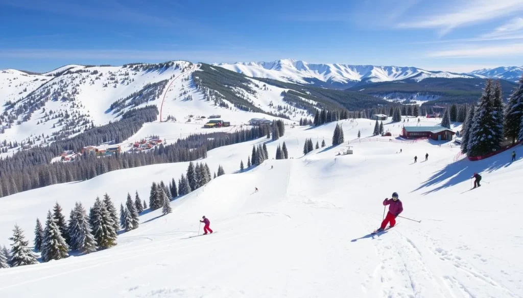 Image of Solvalla Swinghill Ski Resort with snow-covered slopes and skiers