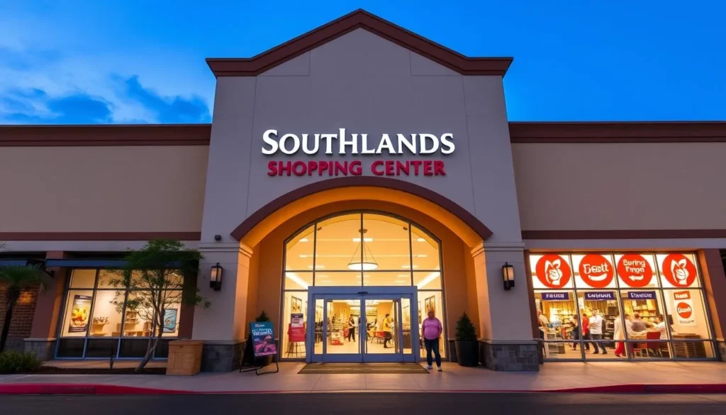Image of Southlands Shopping Center's main entrance or a popular store