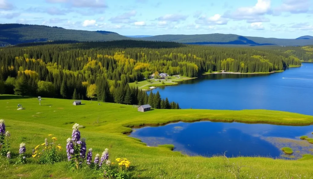 Image of Svartsö island with its lush forests, meadows, and lakes