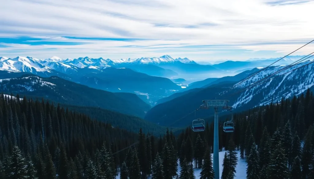 Image of Tahko landscape with a ski lift and surrounding nature