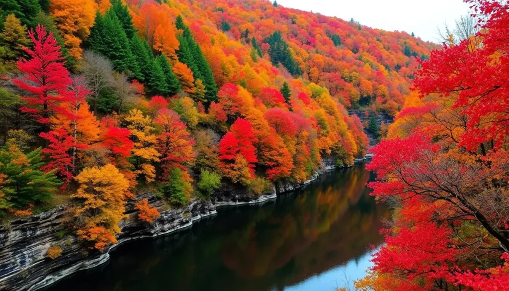 Image of Tallulah Gorge during peak fall foliage