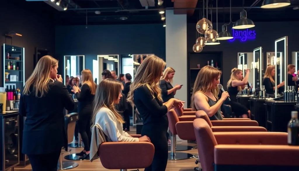 Image of Tangles Salon & Spa's skilled stylists at work Image of Tangles Salon & Spa's skilled stylists at work