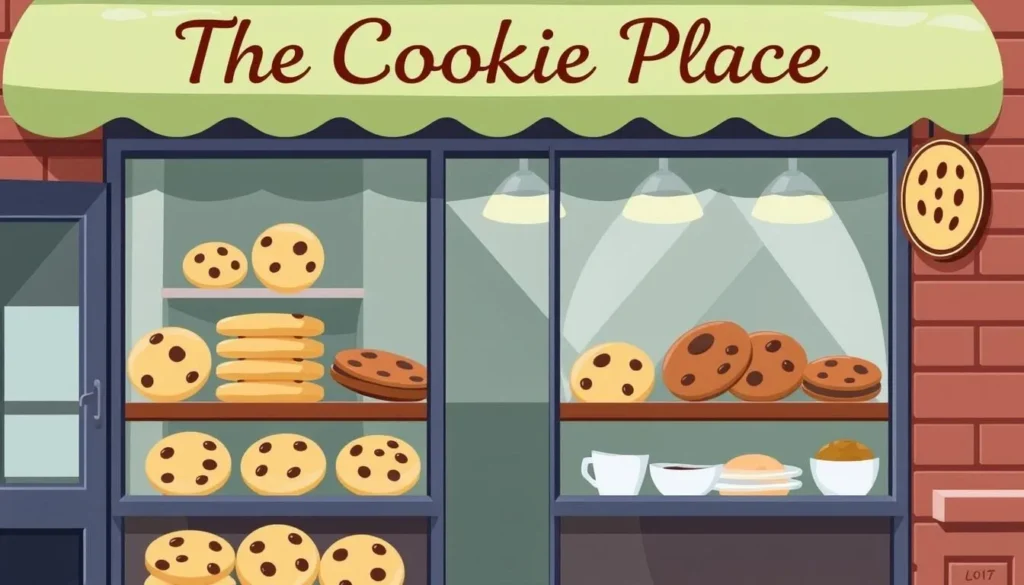 Image of The Cookie Place storefront with a display of freshly baked cookies