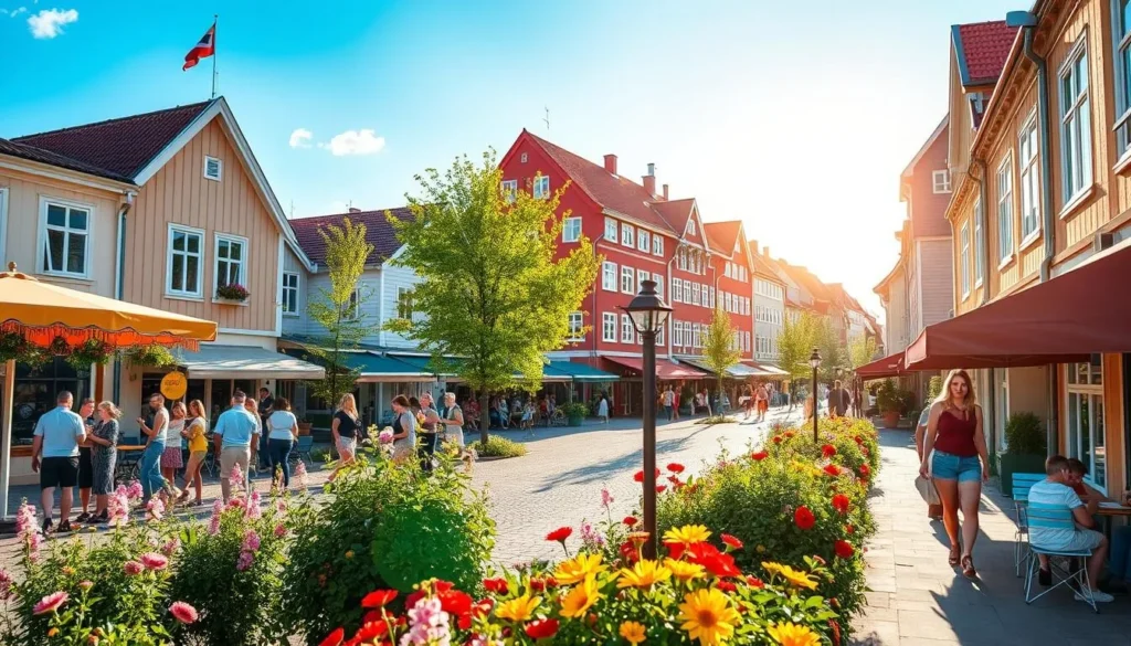 Image of Torggatan street in Mariehamn during summer