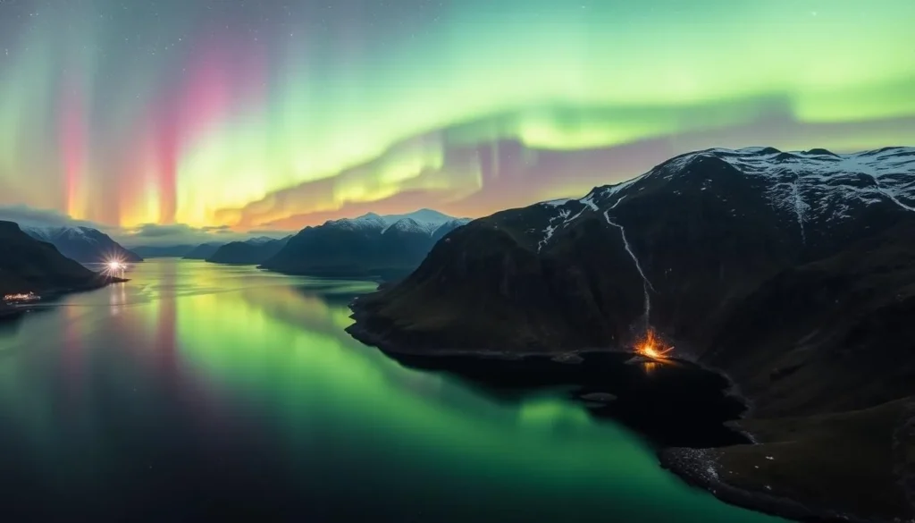 Image of Tysfjorden under the Northern Lights