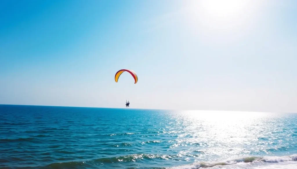 Image of Ullal Beach with parasailing activity
