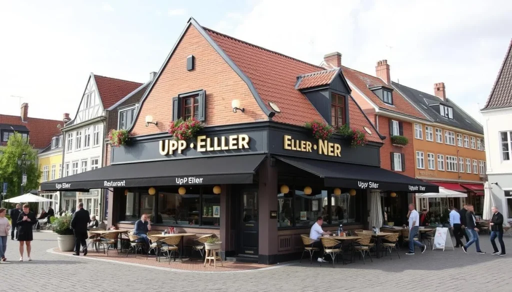 Image of "Upp Eller Ner" restaurant in Ystad's town square