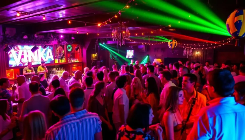 Image of Vinkkari bar with live music and a lively crowd