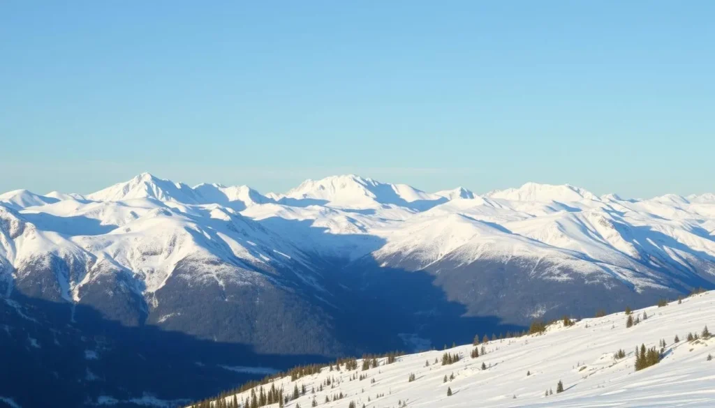 Image of Vinnufjellet Mountains covered in snow during winter