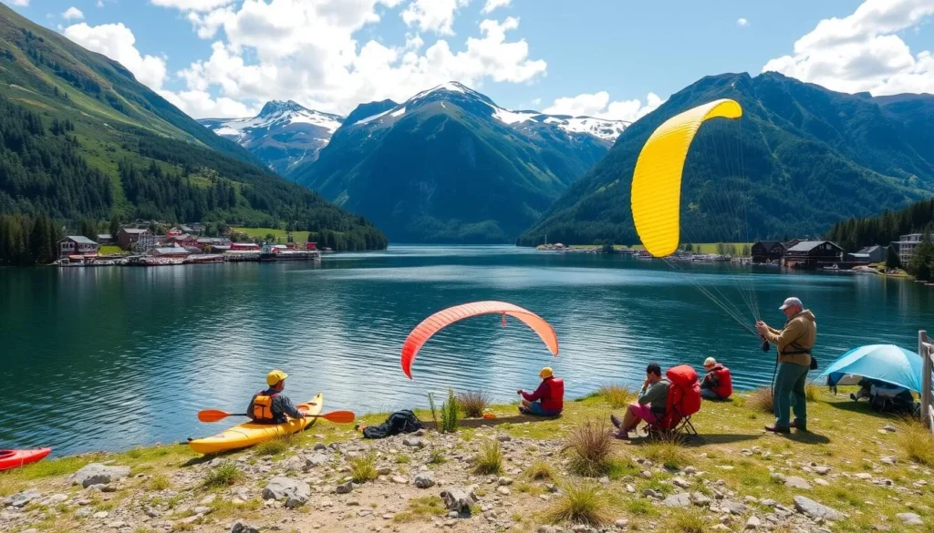 Image of Voss with adventure activities in the foreground