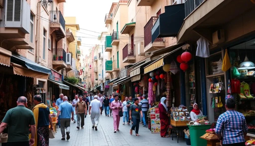 Image of Wadi Nisnas street with vibrant shops and people