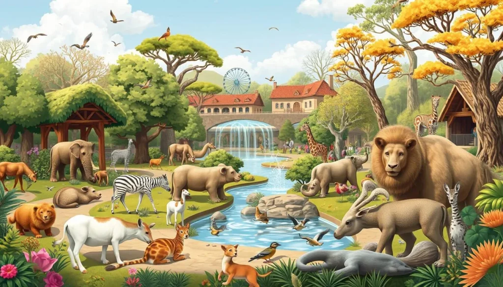 Image of Zlín Zoo with various animals in a naturalistic setting
