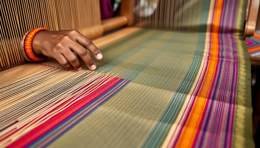 Image of a Berhampuri silk saree being woven Image of a Berhampuri silk saree being woven