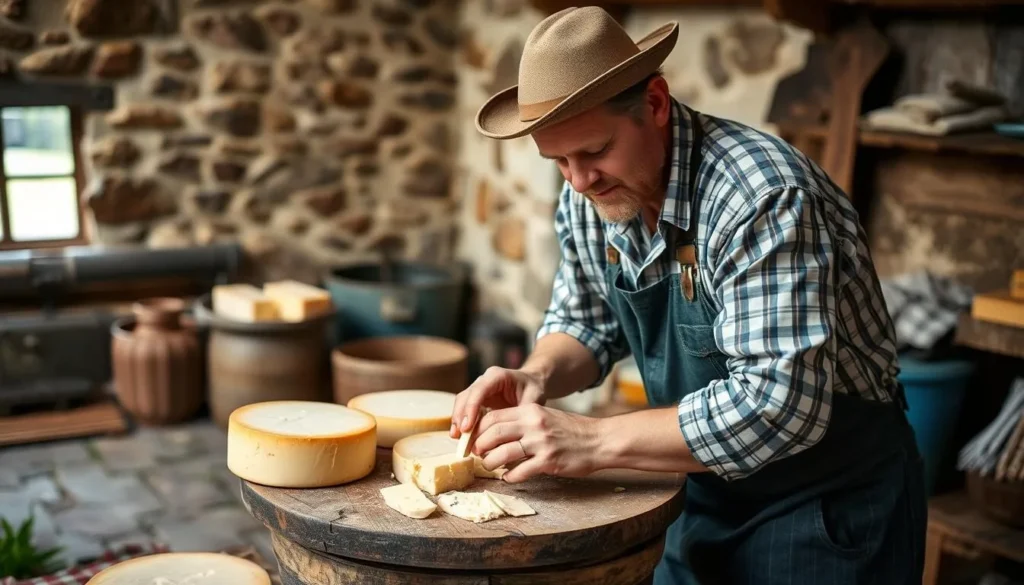 Image of a Norman farmer producing Camembert cheese