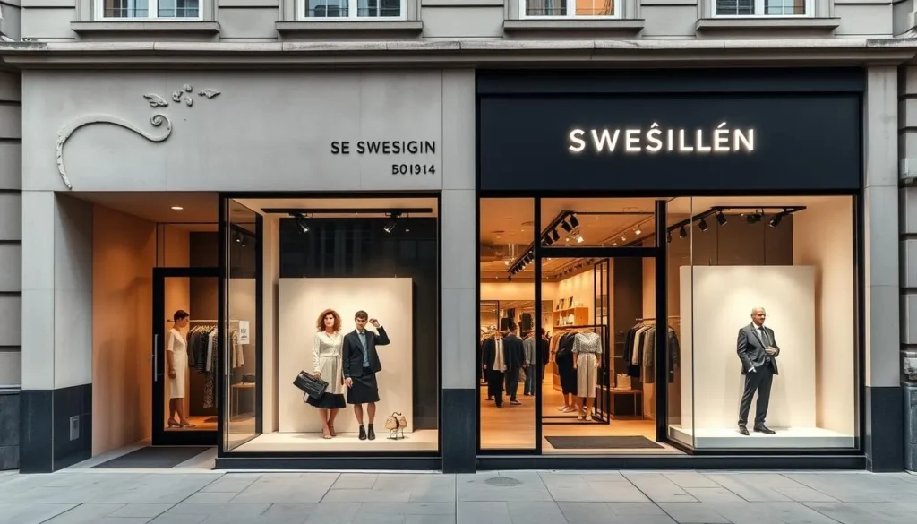 Image of a Swedish design storefront or a popular fashion brand